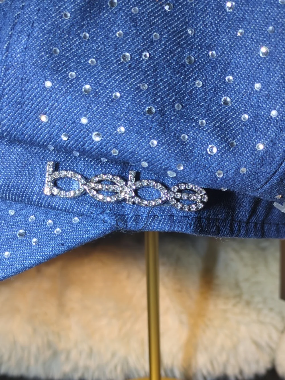 Y2K bebe Girls Royal Blue Rhinestone Newsboy Hat NOW ONLY $35